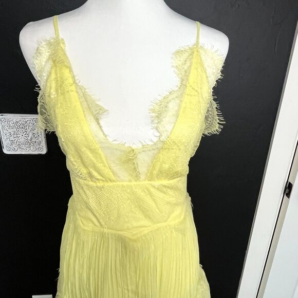 Yellow Lace Chiffon Enchanted Evening Maxi Dress | Size S - Picture 2 of 13